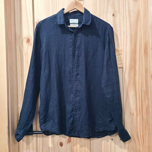 Splash 100% Linen Button Up Shirt Sim Fit Mens Medium Light Weight Preppy Casual